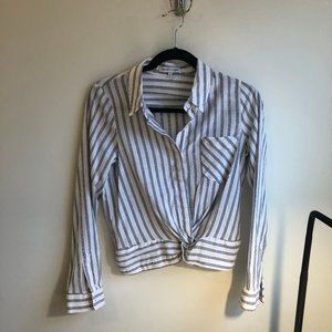 STRIPED BUTTON DOWN BLOUSE